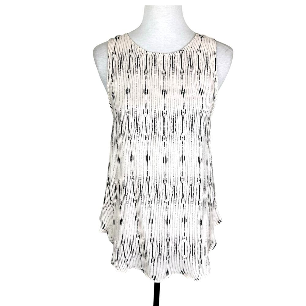Haute Hippie 100% Silk Cream Striped Draped Cut Out Back Sleeveless Tank Top